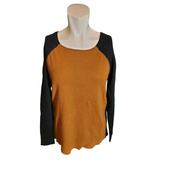 Neiman Marcus Cashmere Sweater Reversible Cardigan Tan/gry/Bl Color Blocked Sz L - Picture 1 of 7